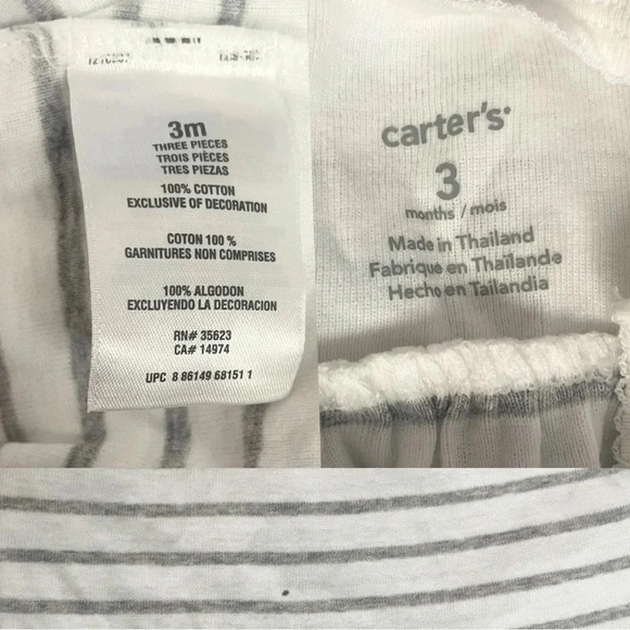 Set of 4 Carter's Dresses for Infants - size 3M - Cotton - Flora - Stripes - Picture 8 of 9